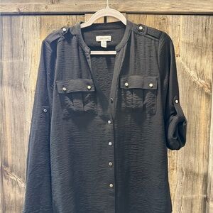 Calvin Klein Textured Black Button Down Shirt